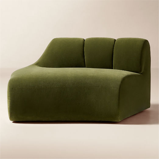 Kindred Olive Green Velvet Left End Chair by Casa Dean by Swizz Beatz