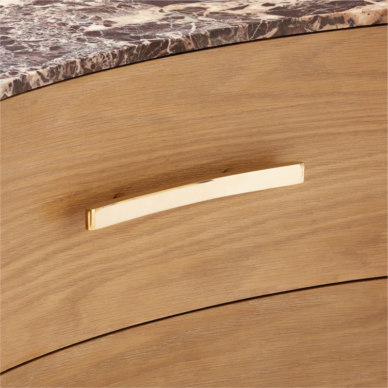 Kingsbury 2Drawer Curved Oak Wood Nightstand with Marble Top + Reviews