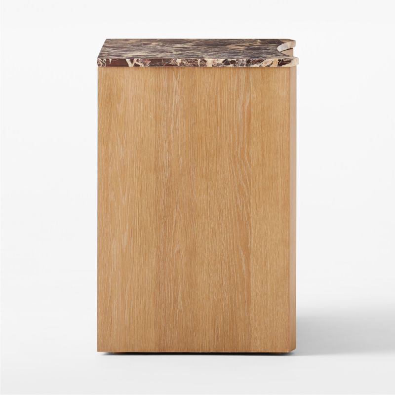 Kingsbury 2Drawer Curved Oak Wood Nightstand with Marble Top + Reviews