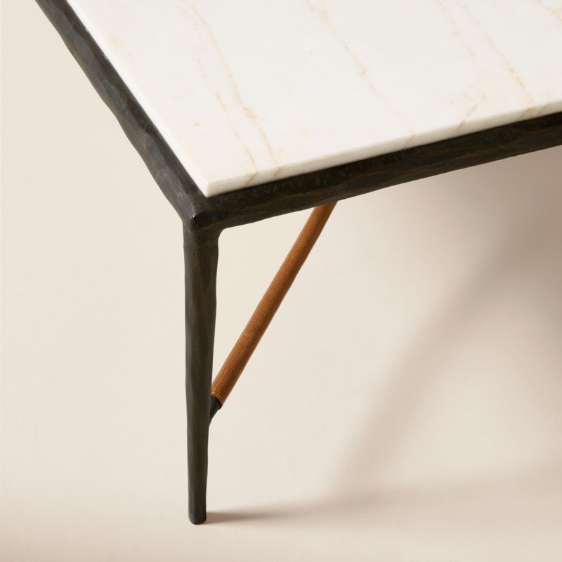 Kingsley 46" White Marble and Cast Metal Square Coffee Table by Todd Snyder - image 3 of 5