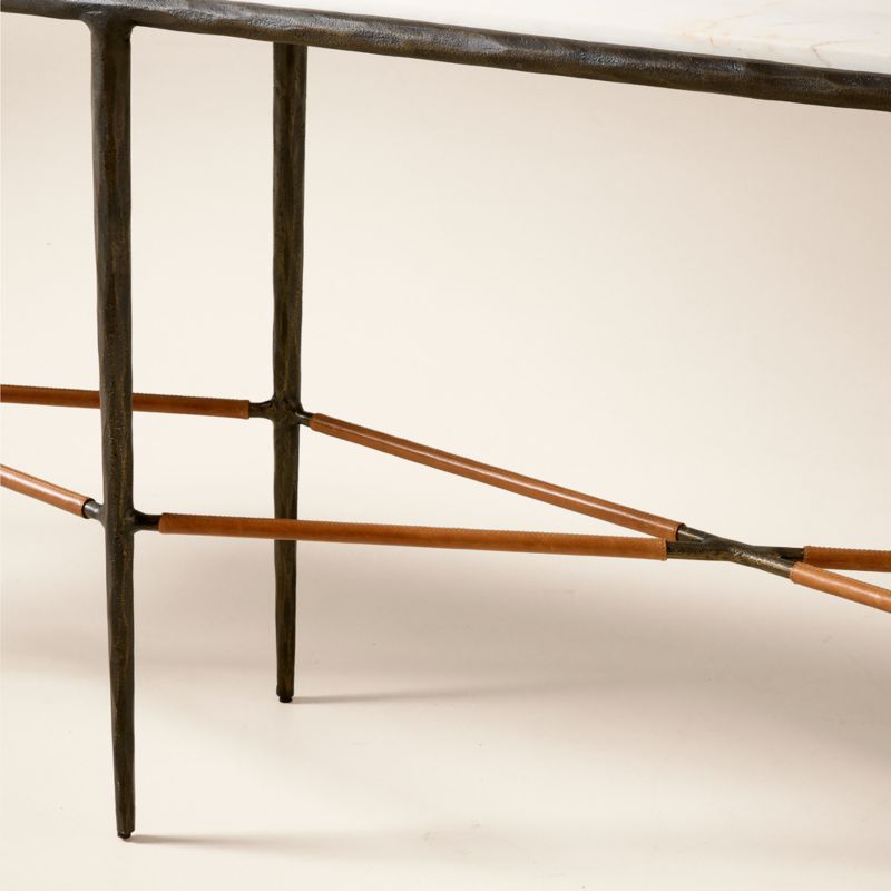 Kingsley 85" White Marble and Cast Metal Console Table by Todd Snyder - image 4 of 5