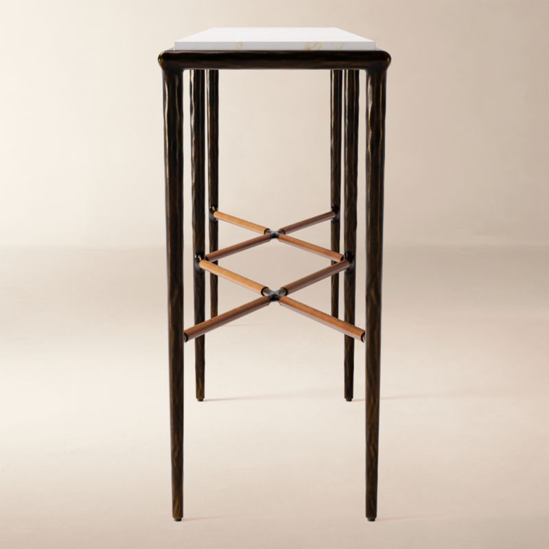 Kingsley 66" White Marble and Cast Metal Console Table by Todd Snyder - image 3 of 6