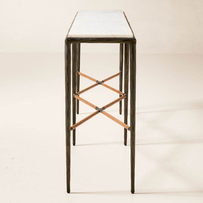 Kingsley 85" White Marble and Cast Metal Console Table by Todd Snyder - image 3 of 5