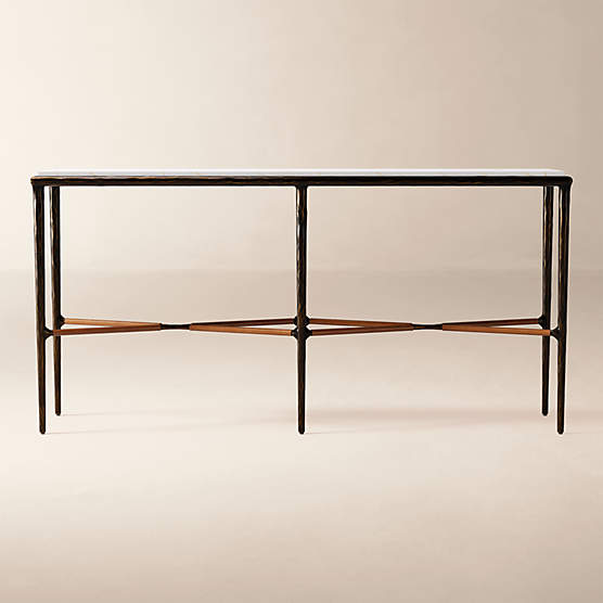 Kingsley 66" White Marble and Cast Metal Console Table by Todd Snyder