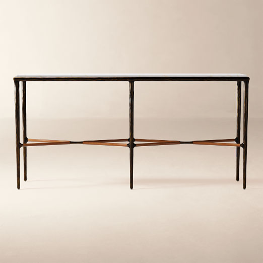 Kingsley 66" White Marble and Cast Metal Console Table by Todd Snyder