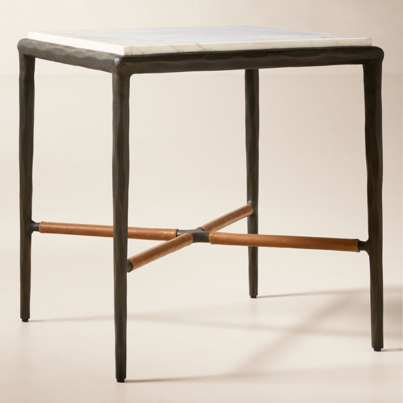 Kingsley White Marble and Cast Metal Side Table by Todd Snyder - image 2 of 4