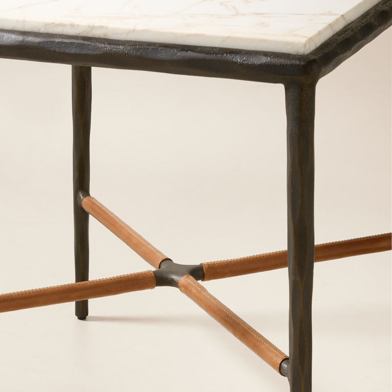 Kingsley White Marble and Cast Metal Side Table by Todd Snyder - image 3 of 4
