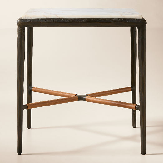 Kingsley White Marble and Cast Metal Side Table by Todd Snyder