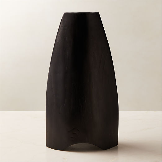 Kinsale Black Teak Wood Vase