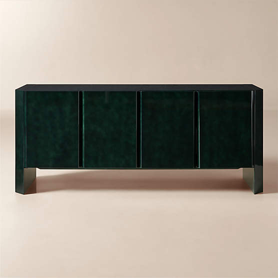Kirnan 72" Dark Green High-Gloss Lacquered Credenza