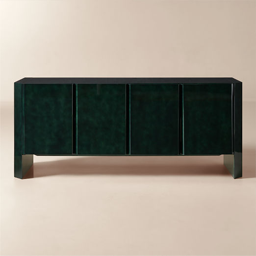 Kirnan 72" Dark Green High-Gloss Lacquered Credenza