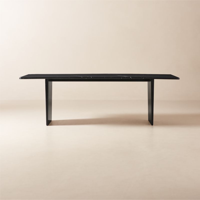 Kishi 95" Rectangular Black Marble Dining Table - image 0 of 11