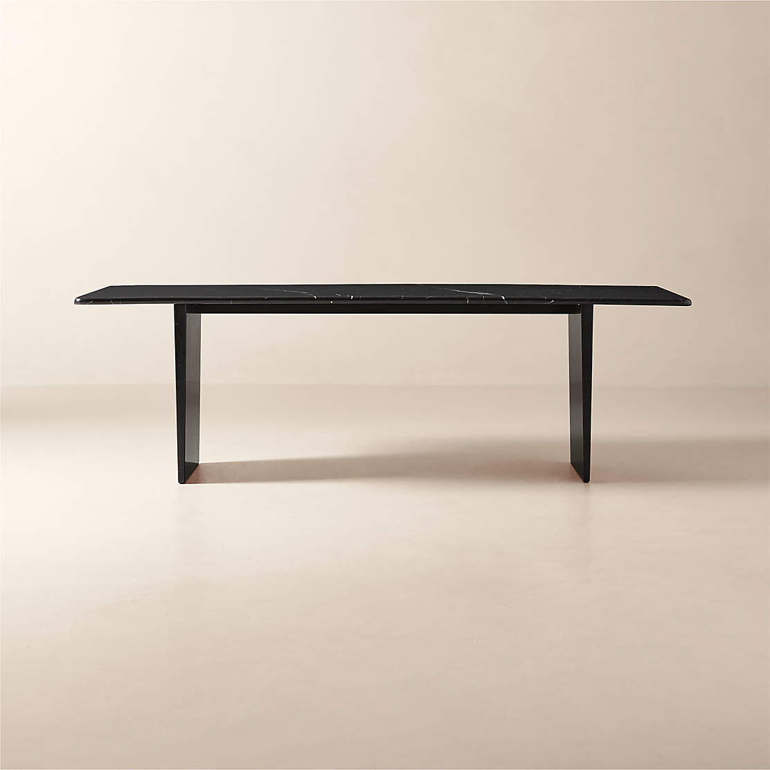 Sydney 95" Rectangular Black Marble Dining Table with Black Steel Legs ...