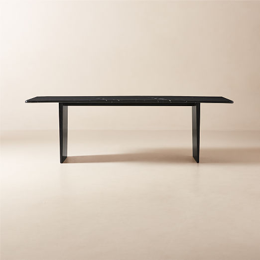 Kishi 95" Rectangular Black Marble Dining Table