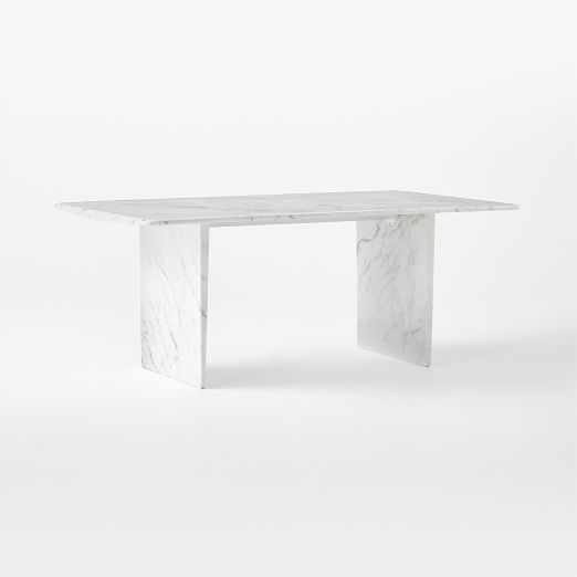 Kishi 75" Rectangular White Marble Dining Table