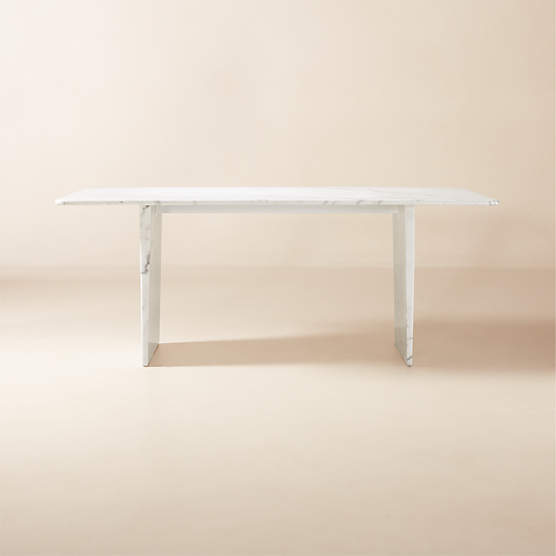 Kishi 75" Rectangular White Marble Dining Table