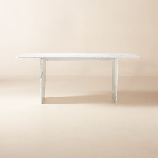 Kishi 75" Rectangular White Marble Dining Table