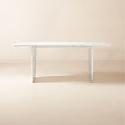 Kishi 75" Rectangular White Marble Dining Table