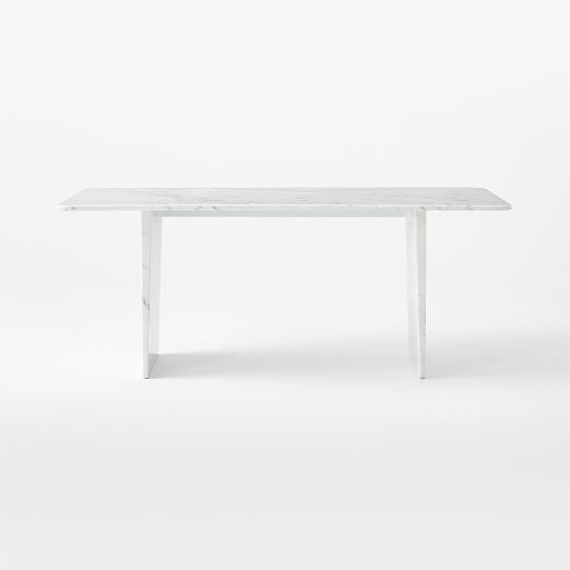 Kishi 75" Rectangular White Marble Dining Table