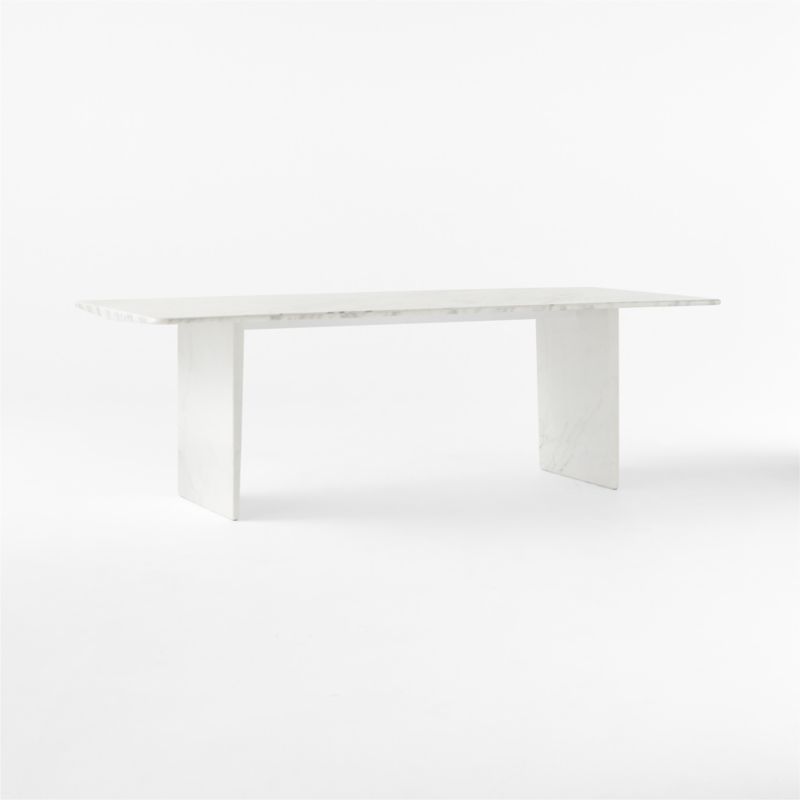 Kishi 95" Rectangular White Marble Dining Table - image 4 of 8