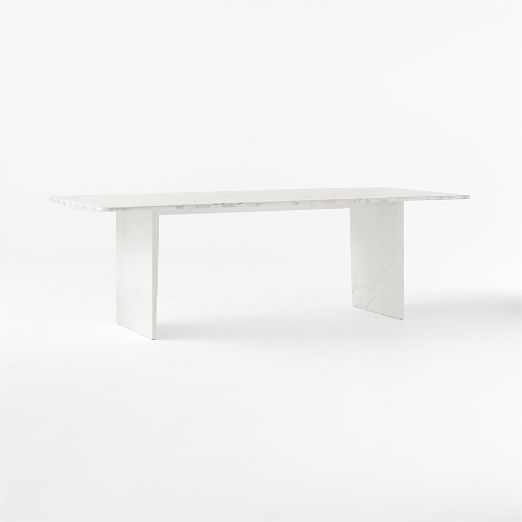 Kishi 95" Rectangular White Marble Dining Table