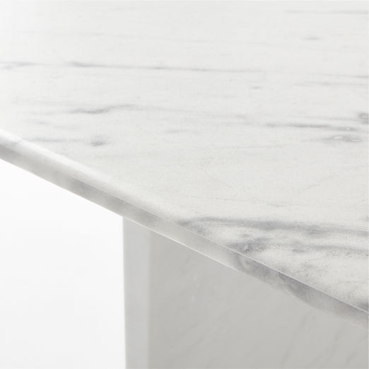 Kishi 95" Rectangular White Marble Dining Table