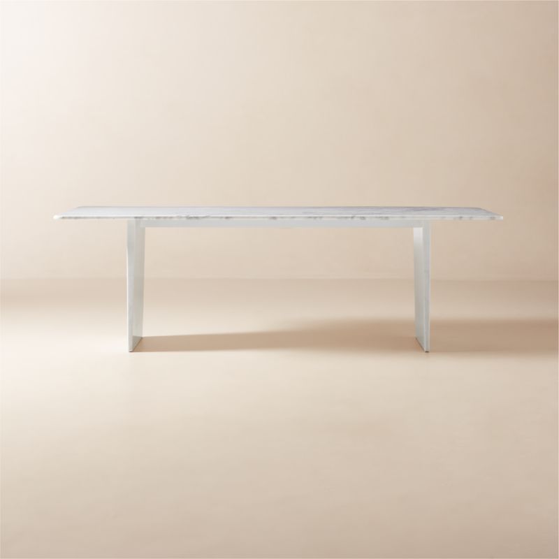 Kishi 95" Rectangular White Marble Dining Table - image 0 of 8