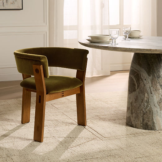 Klub Olive Green Velvet Dining Chair by Steen Østergaard