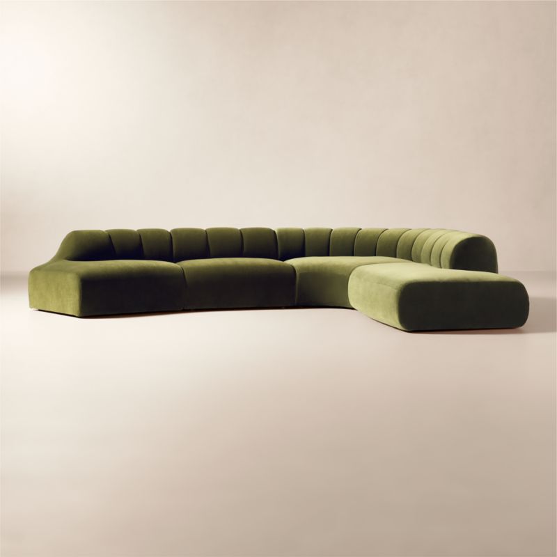 Kindred 4-Piece Olive Green Velvet Sectional Sofa with Left Arm End by Casa Dean by Swizz Beatz - image 2 of 8