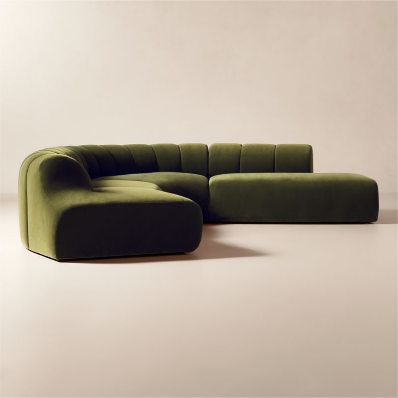 Kindred 4-Piece Olive Green Velvet Sectional Sofa with Left Arm End by Casa Dean by Swizz Beatz - image 3 of 8