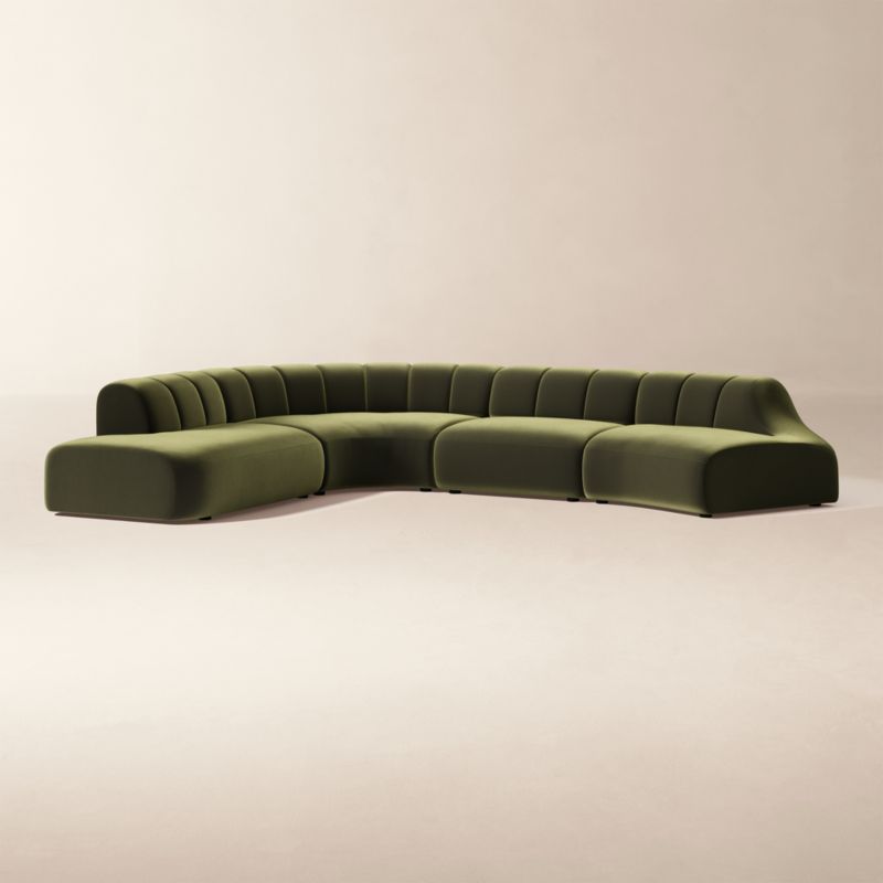 Kindred 4-Piece Olive Green Velvet Sectional Sofa with Right Arm End by Casa Dean by Swizz Beatz - image 2 of 8