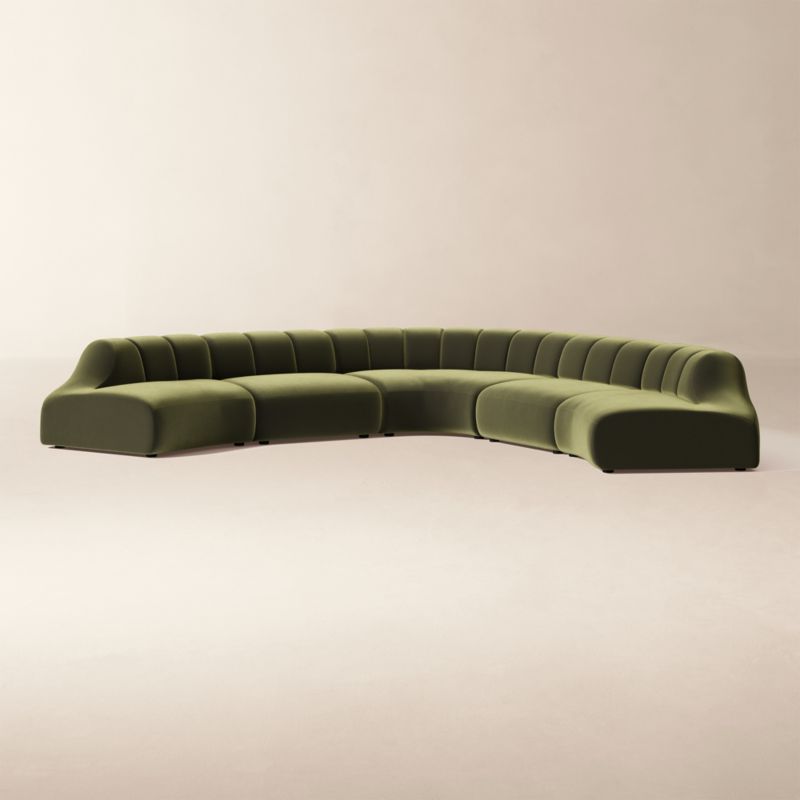 Kindred 5-Piece L-Shaped Olive Green Velvet Sectional Sofa by Casa Dean by Swizz Beatz - image 2 of 8