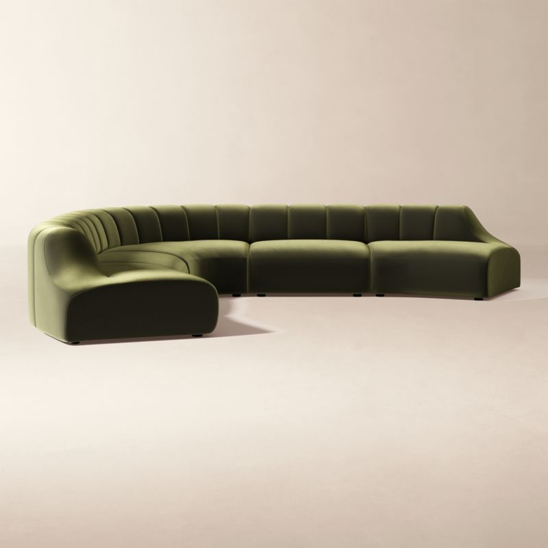 Kindred 5-Piece L-Shaped Olive Green Velvet Sectional Sofa by Casa Dean by Swizz Beatz - image 3 of 8