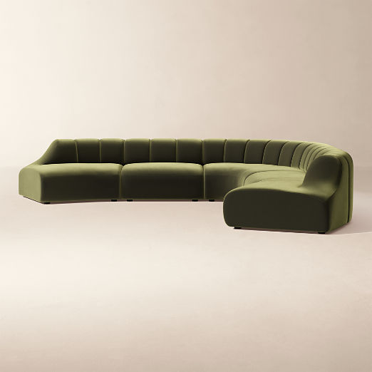 Kindred 5-Piece L-Shaped Olive Green Velvet Sectional Sofa by Casa Dean by Swizz Beatz