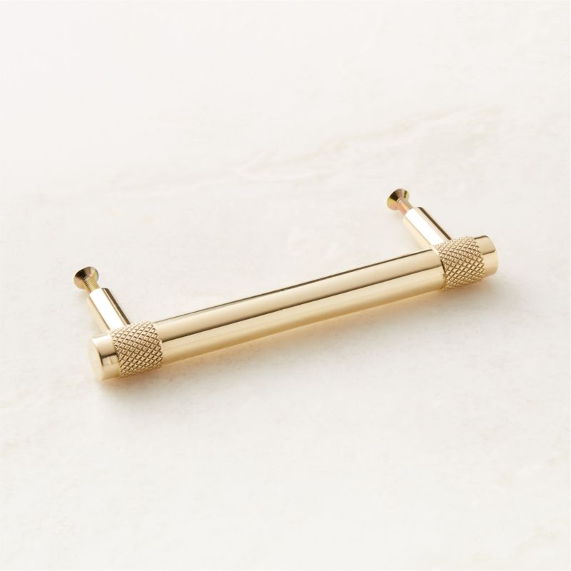 Peri Knurled Unlacquered Polished Brass Cabinet Handles