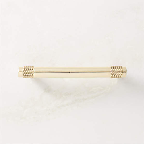 Peri Knurled Unlacquered Polished Brass Cabinet Handle 4''