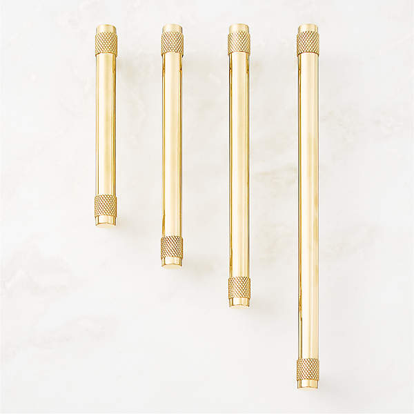 Peri Knurled Unlacquered Polished Brass Cabinet Handles