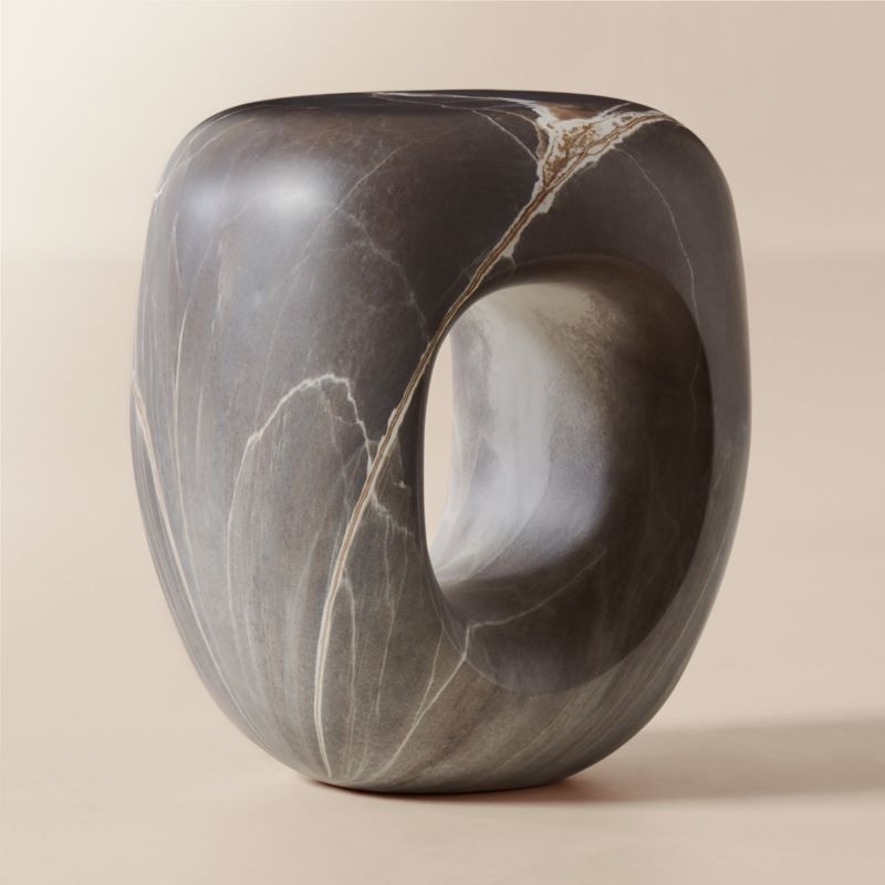 Koa Brown Marbled Resin Side Table - image 2 of 7