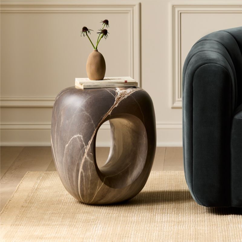 Koa Brown Marbled Resin Side Table - image 1 of 7