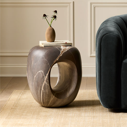 Koa Brown Marbled Resin Side Table