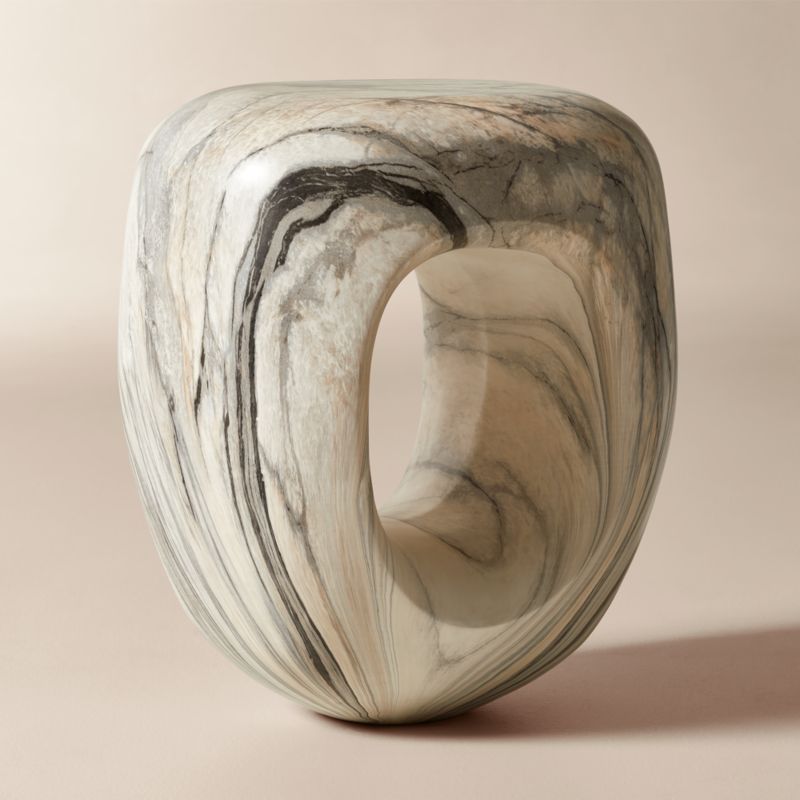 Koa Grey Marbled Resin Side Table - image 1 of 9