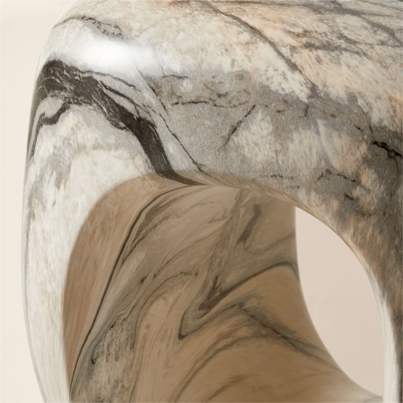 Koa Grey Marbled Resin Side Table - image 5 of 9