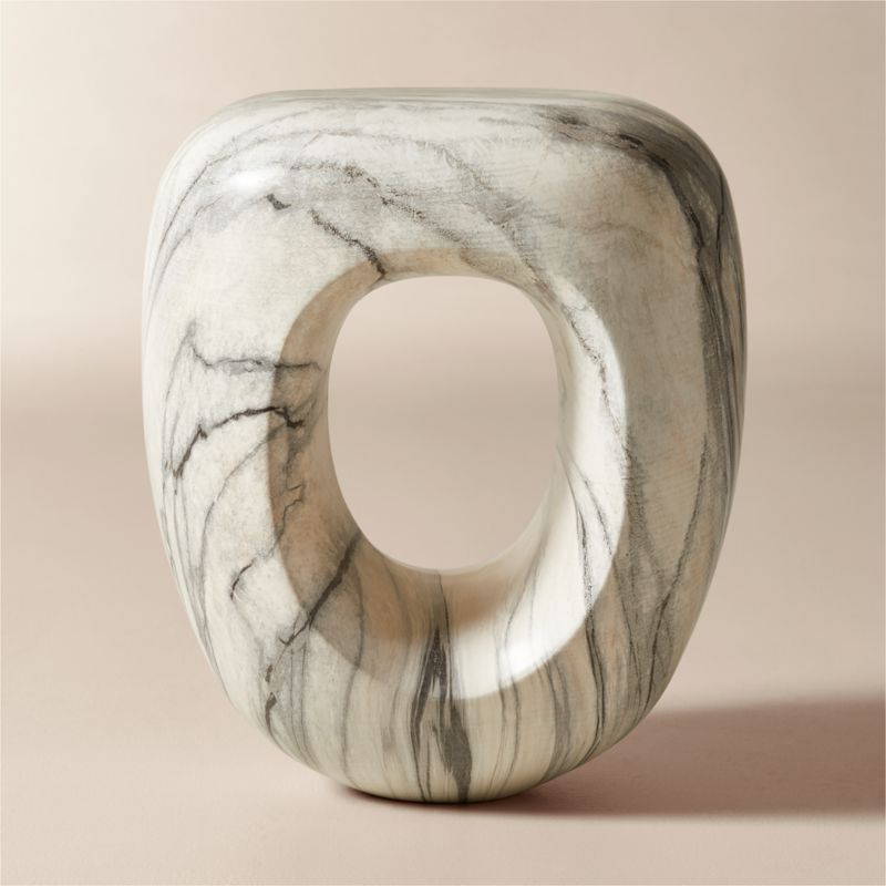 Koa Grey Marbled Resin Side Table - image 3 of 9