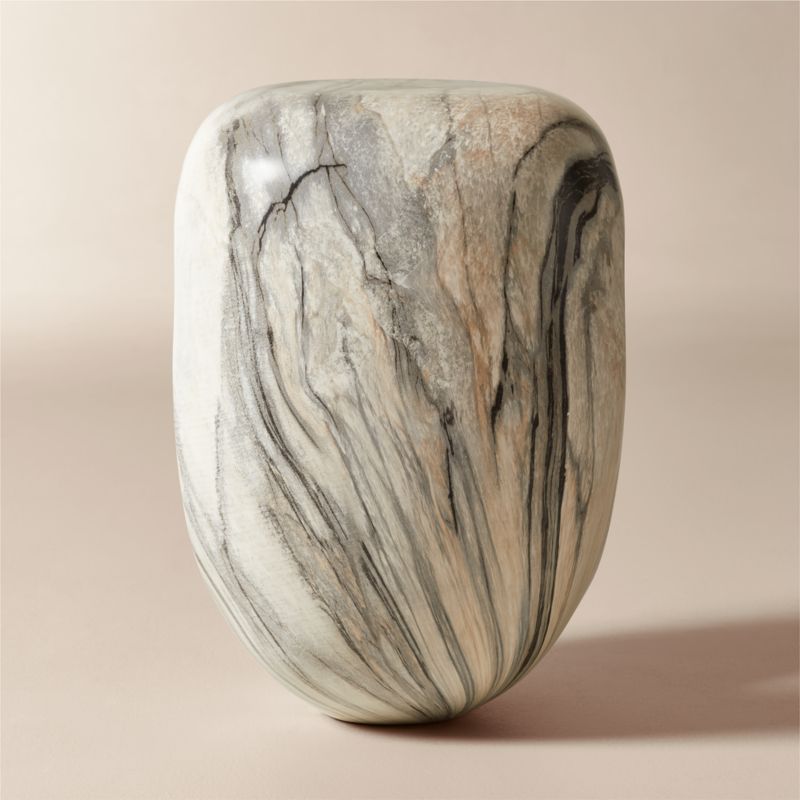 Koa Grey Marbled Resin Side Table - image 2 of 9