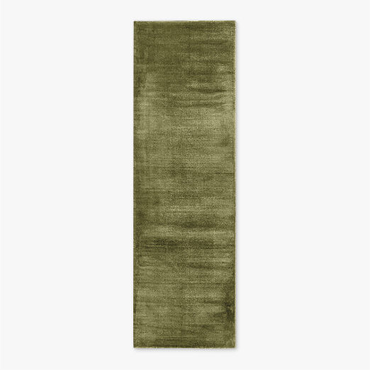 Kole Olive Green Solid Performance Nylon Runner Rug 2.5'x8'