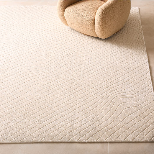 Kole Warm White Abstract Performance Nylon Area Rug 5'x8'