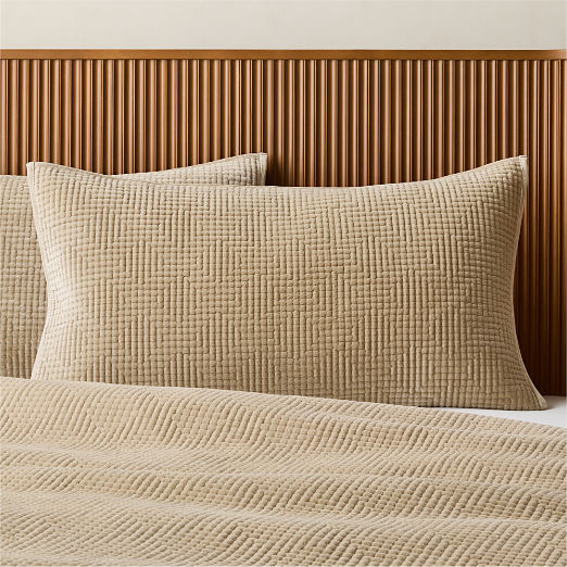 Kolson Light Taupe Organic Cotton Velvet King Pillow Shams Set of 2