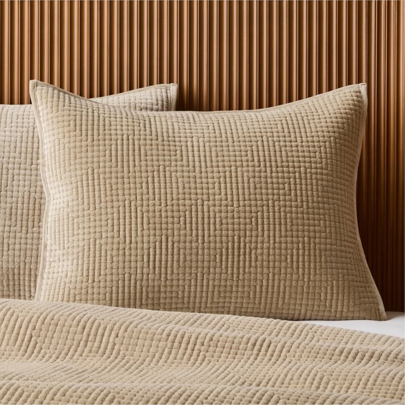 Viewing product image Kolson Light Taupe Organic Cotton Velvet Standard Pillow Shams Set of 2 - image 1 of 6