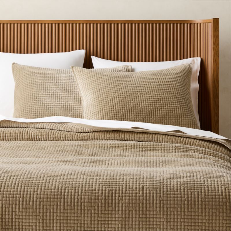 Kolson Light Taupe Organic Cotton Velvet Pillow Shams Set of 2 - image 4 of 5