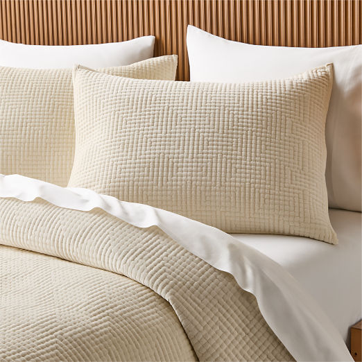 Kolson Warm White Organic Cotton Velvet Pillow Shams Set of 2